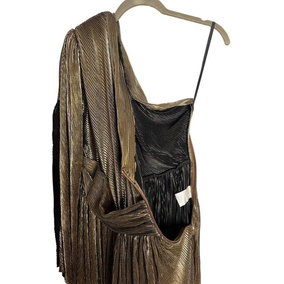 NWT Bronx and Banco Florence One-Shoulder Gown XS Gold Maxi Dress - Picture 10 of 14